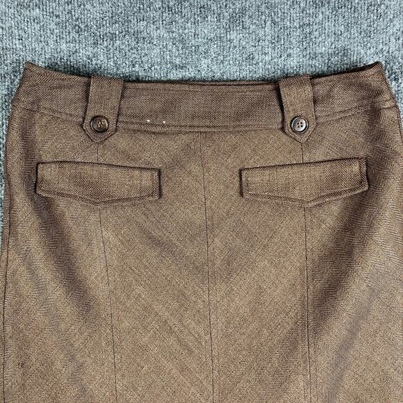 Worthington Skirt Womens Size 8 Brown Herringbone Fit Flare Work Midi Career - Picture 6 of 7